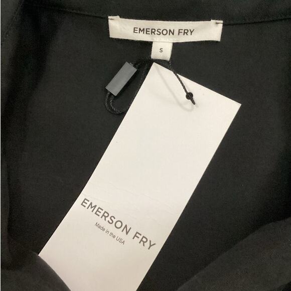 Emerson Fry Fringe Shirtdress In Black Tencel Button Front Pockets Size Small - Picture 13 of 15
